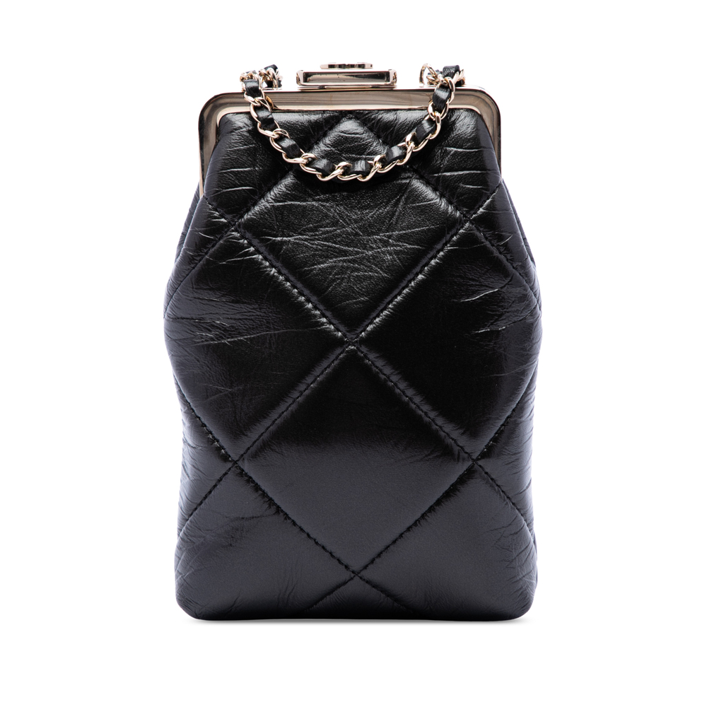Pre-Loved Chanel Small CC Quilted Lambskin Kisslock Frame Clutch